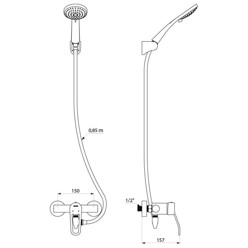 Delabie Duschsystem selbstentl. m. Armatur 2739S Securitouch, Stdd.-1