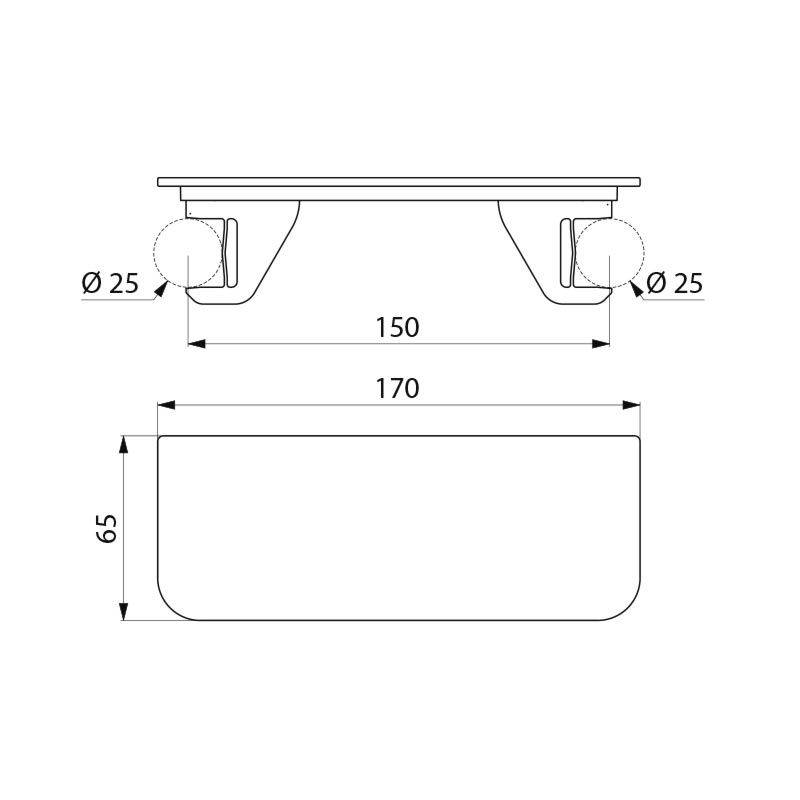Delabie Ablage für Zweigriff-Thermostat-Brausearmaturen-1