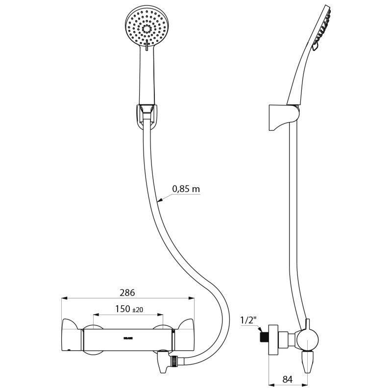 Delabie Duschsystem selbstentl, Br.-Therm. Securitouch H9741S, Stdd.-1