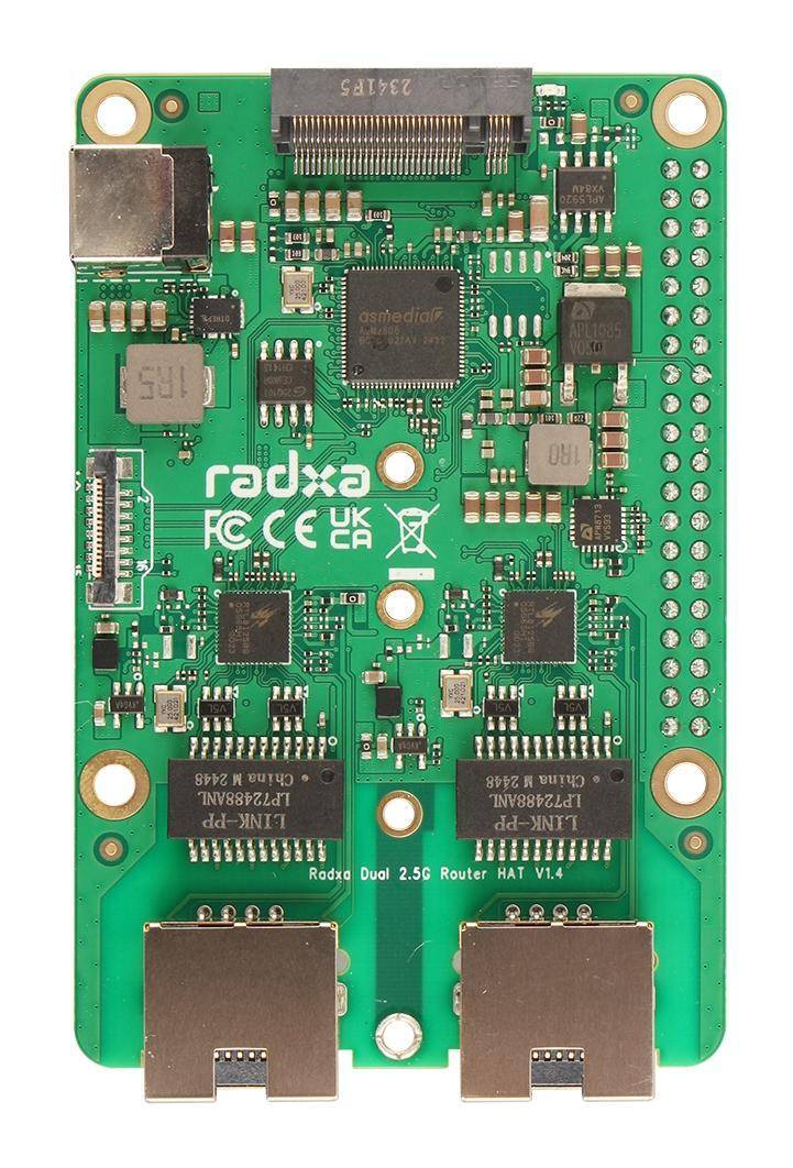 Radxa Dual 2.5G Router HAT, 2x Gigabit LAN + NVMe Erweiterung für Raspberry Pi 5-1