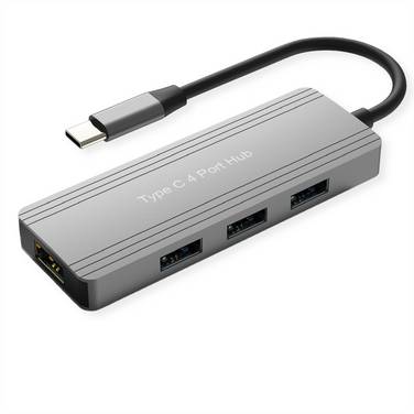 VALUE USB 3.2 Gen 1 Hub, 4fach, USB-C Anschlusskabel