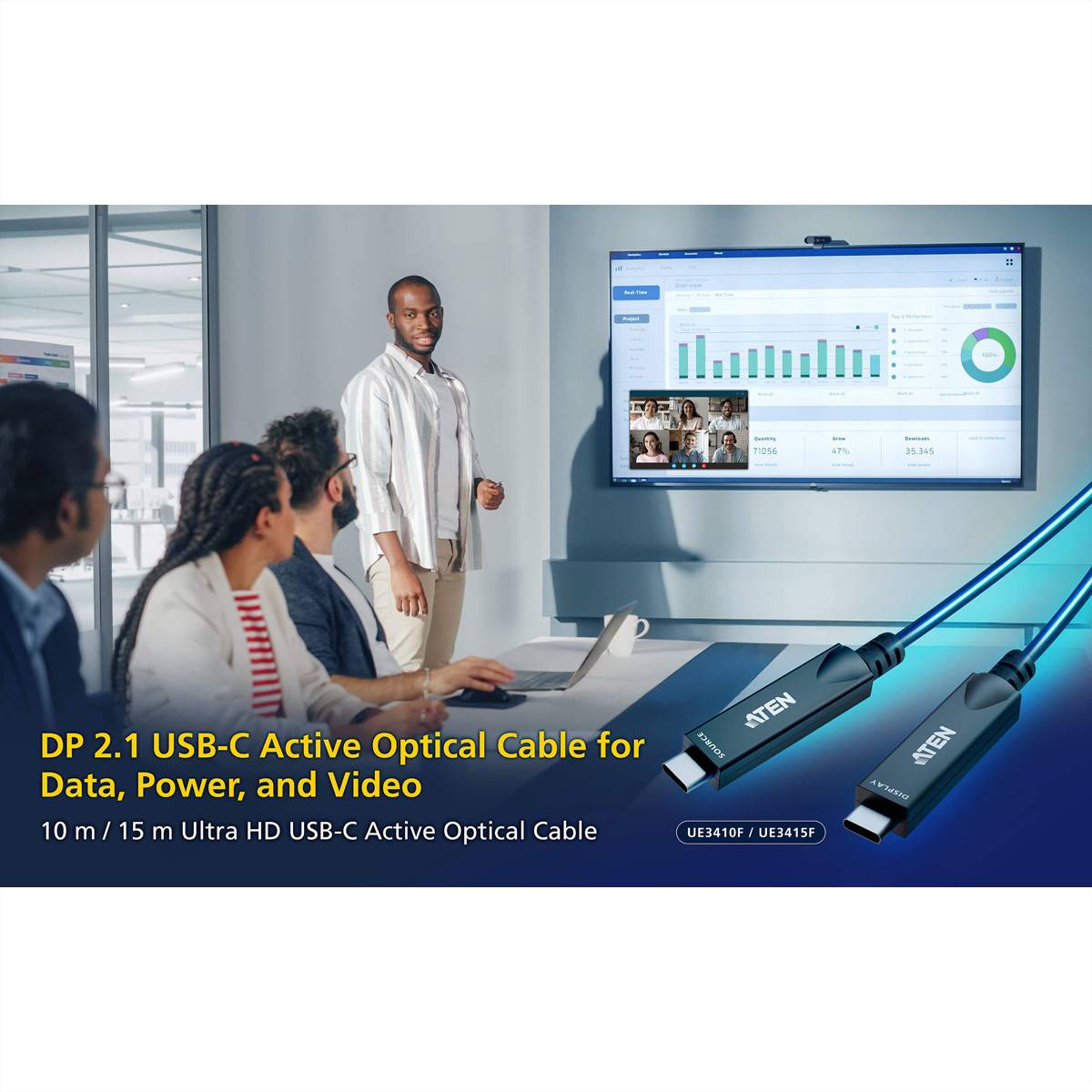USB-Kabel - USB-C (M) zu USB-C (M) - USB 3.2 Gen 2 / DisplayPort 2.1 - 5 V - 10-1