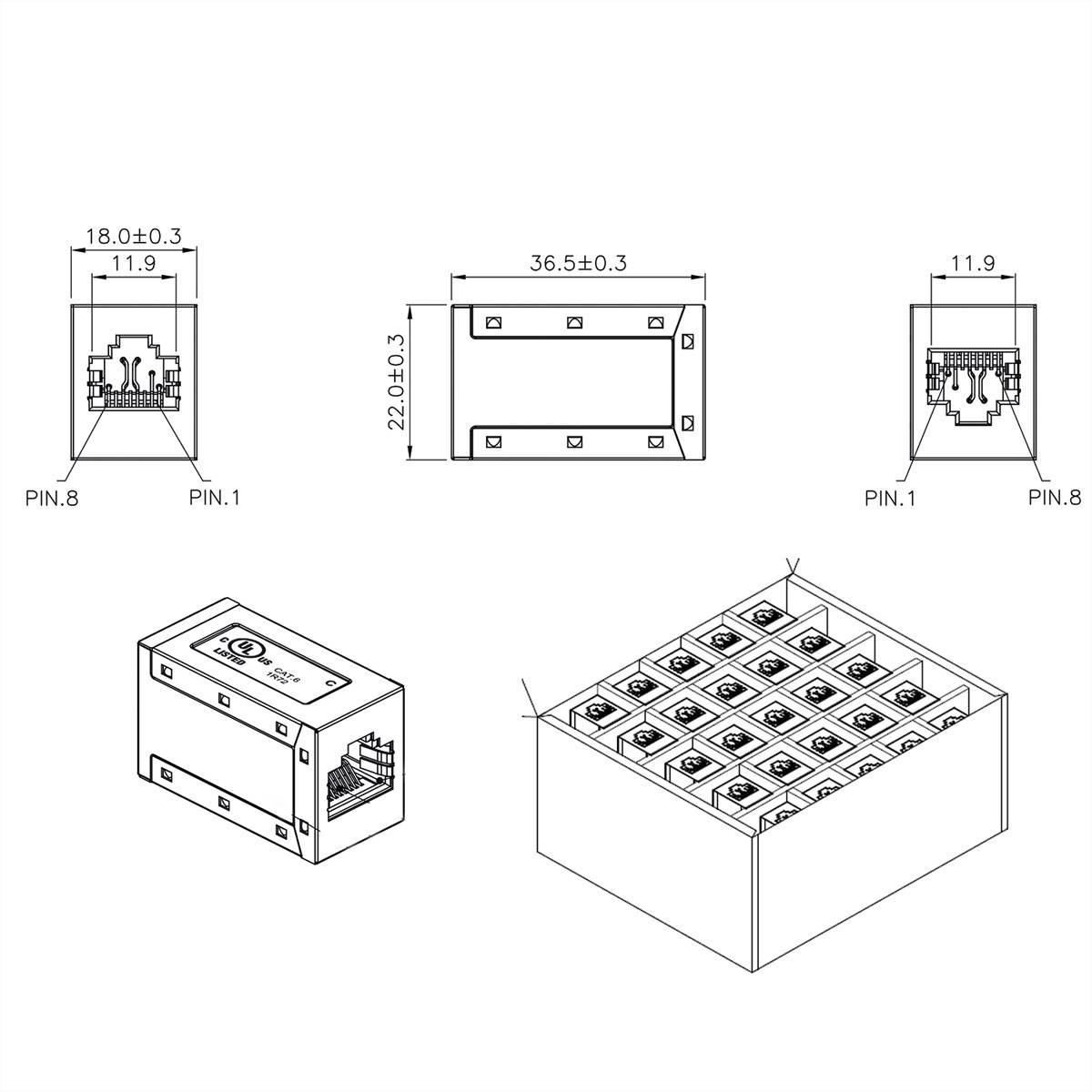 ROLINE RJ-45 Kupplungen geschirmt, Cat.6 (Class E), 25er Pack-1