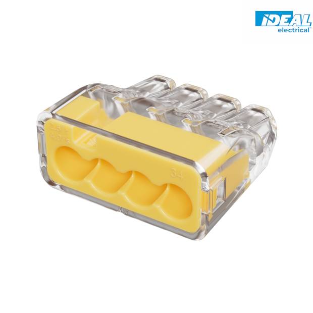 Ideal electrical 30-1034 Verbindungsklemme, Push-In/Steckklemme 0.75-4mm², Polzahl: 4, 100 Stück, Transparent-0