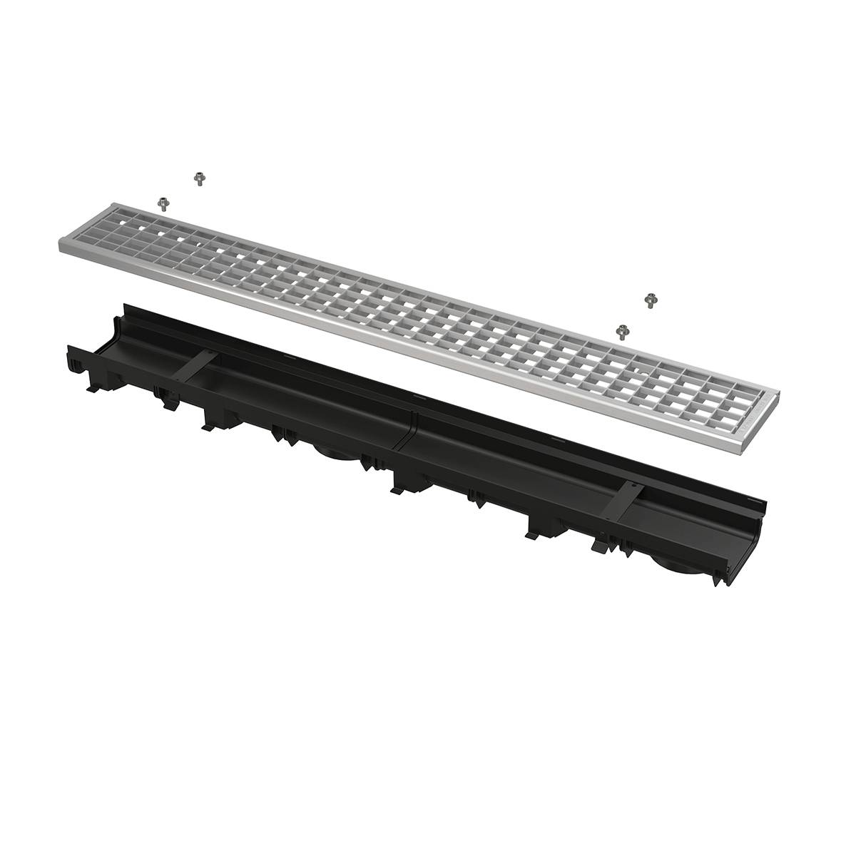 Alcadrain Entwässerungsrinne 60 mm mit Kunststoffrand und Rost verzinkt B125-0