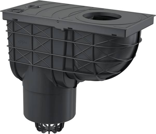 Alcadrain Universal-Regensinkkasten 300×155/125 mm Abgang senkrecht, Schwarz