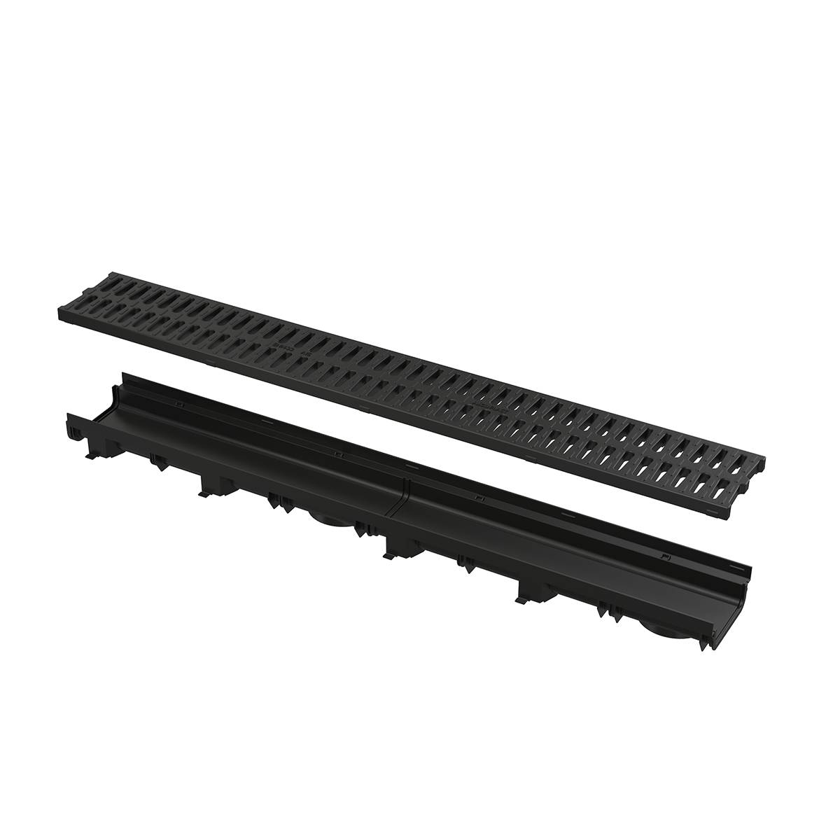 Alcadrain Entwässerungsrinne 60 mm mit Kunststoffrand und Rost aus Kunststoff C-Profil A15-0