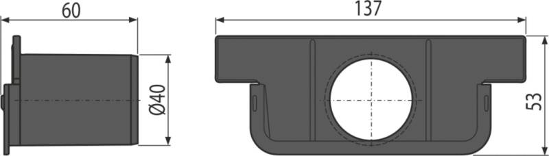Alcadrain Stirnwand der Entwässerungsrinne, mit Zulauf DN40-1