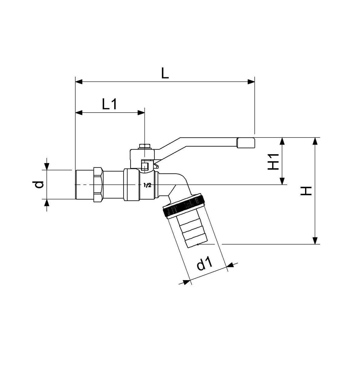 Schlösser Armaturen KUGEL-AUSLAUFHAHN, LEICHT, DN15 1/2", HEBELGR.ROT, MATT VERCHROMT-1