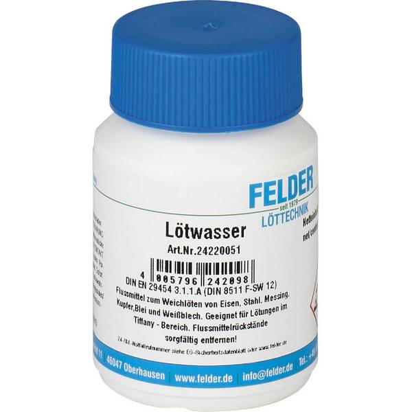 FELDER Lötwasser, flüssig, für Kupfer Messing Stahl, pH 5, 100ml
