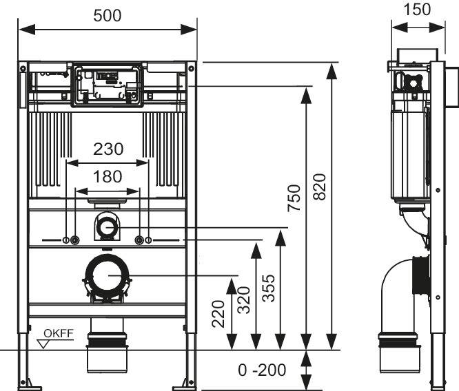TECE base WC-Element Bauhöhe 820mm, mit Uni-Spülkasten-1
