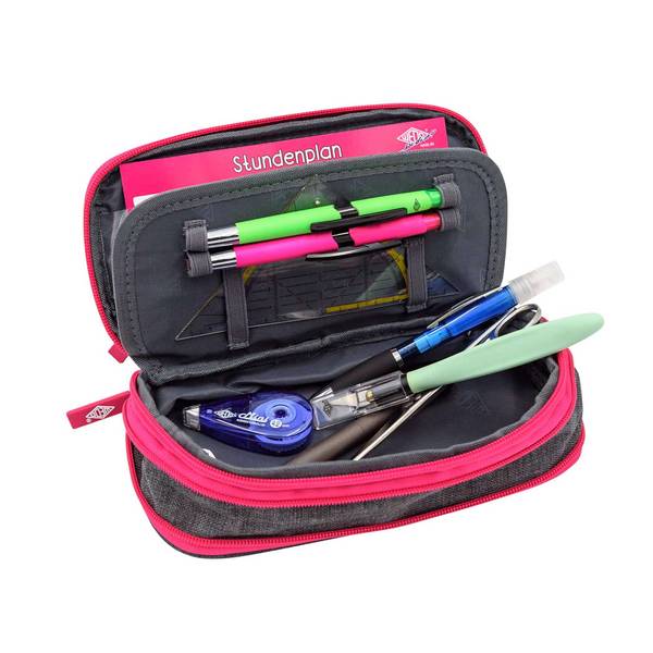 WEDO Mäppchen Schlamperbox Neon, Stretch grau/neon-rosa
