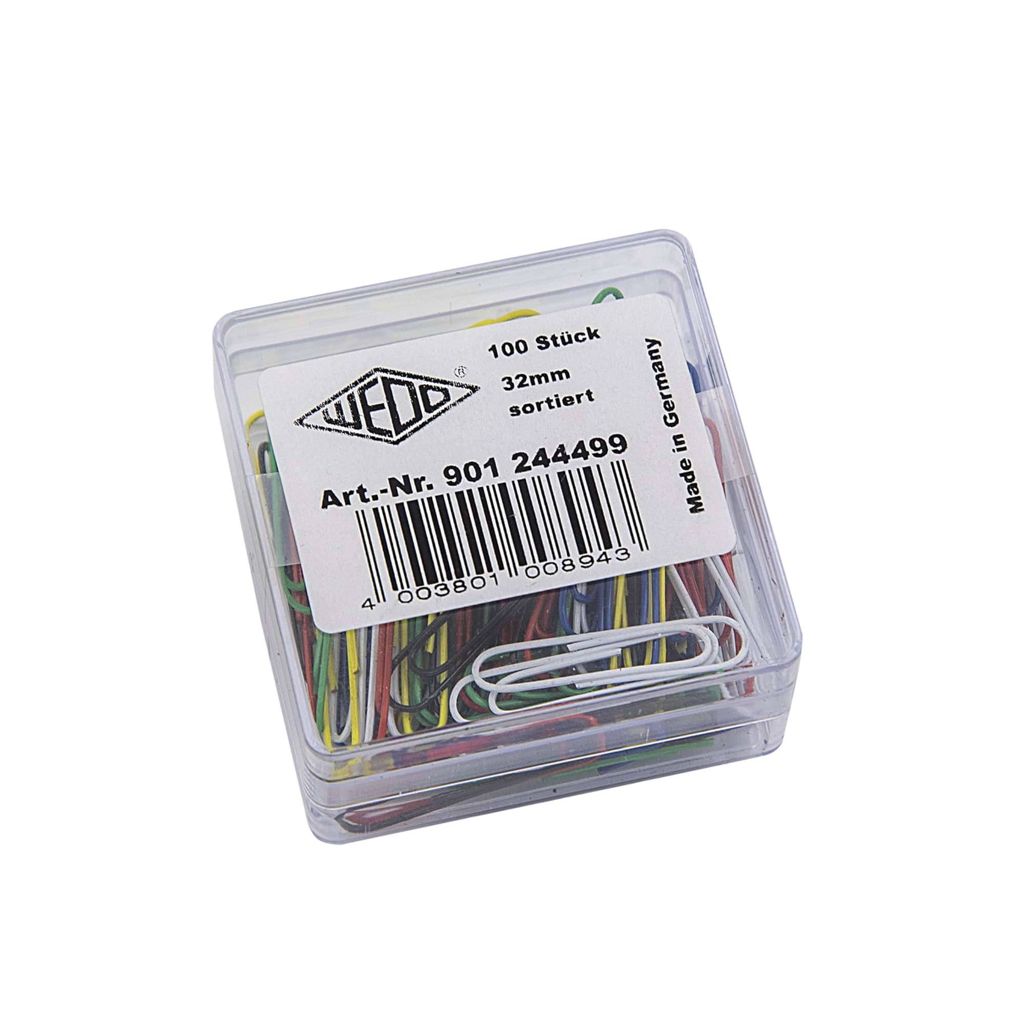 WEDO Büroklammer 32mm f.sort, 100 St. metall ummantelt