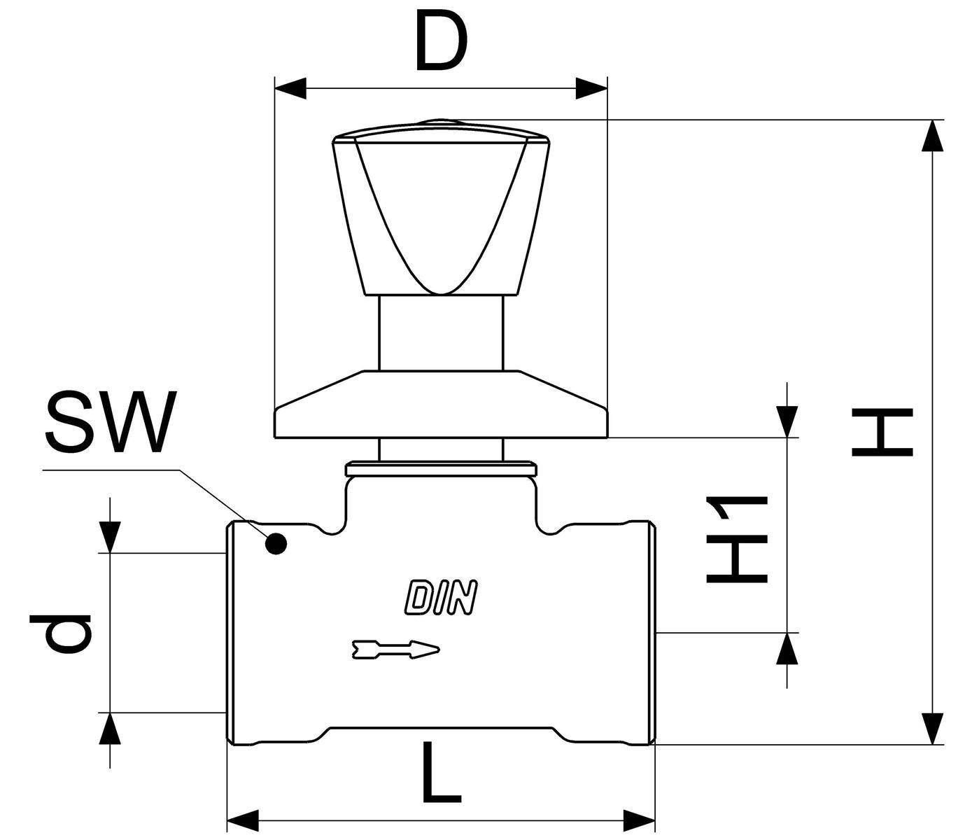 Schlösser Armaturen UP-VENTIL, DREIKANTHAUBENGRIFF DN20, IG 3/4", MESSING-1