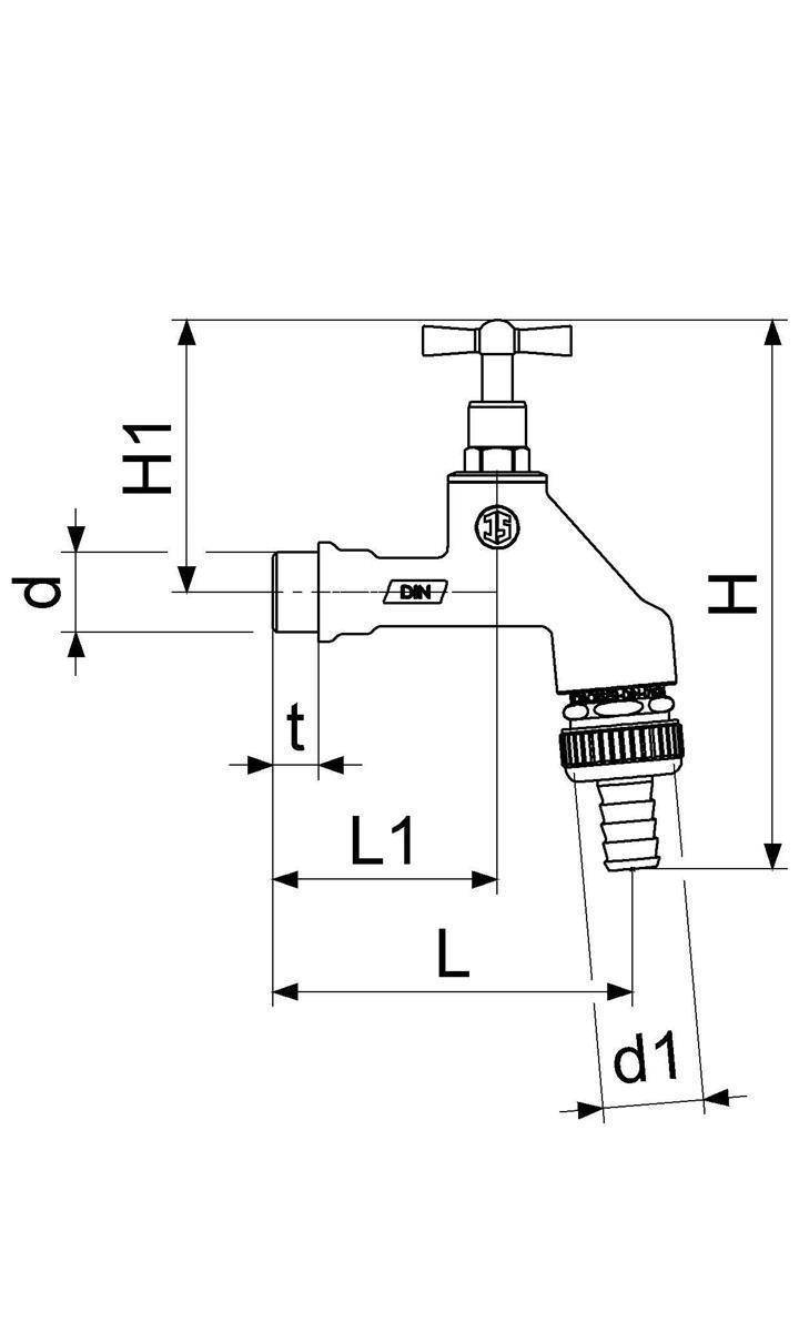 VANNE D'ÉGOUTTEMENT JS AVEC RB, RV, SV MANETTE-OT, NOIR, 3/4", CHROMÉ POLI, DVGW-1