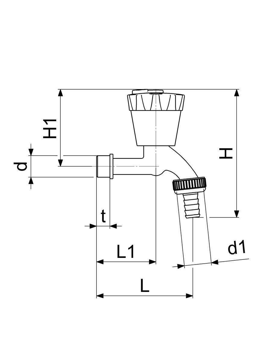 Schlösser Armaturen AUSLAUFVENTIL, ABSCHLIESSBAR M. SV, DN15, POL. CHROM, GRIFF:GR/SCHW-1
