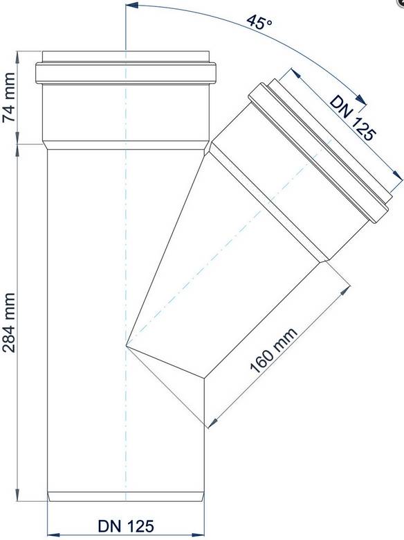 PoloPlast Té PKEA Polo-Kal NG DN 125/125 45 degrés-1