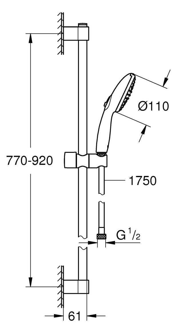GROHE - Tempesta 110 Brausest.set 2 Strahlarten 900mm chrom-1