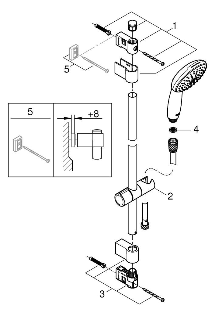 GROHE - Tempesta 110 Brausest.set 2 Strahlarten 900mm chrom-2