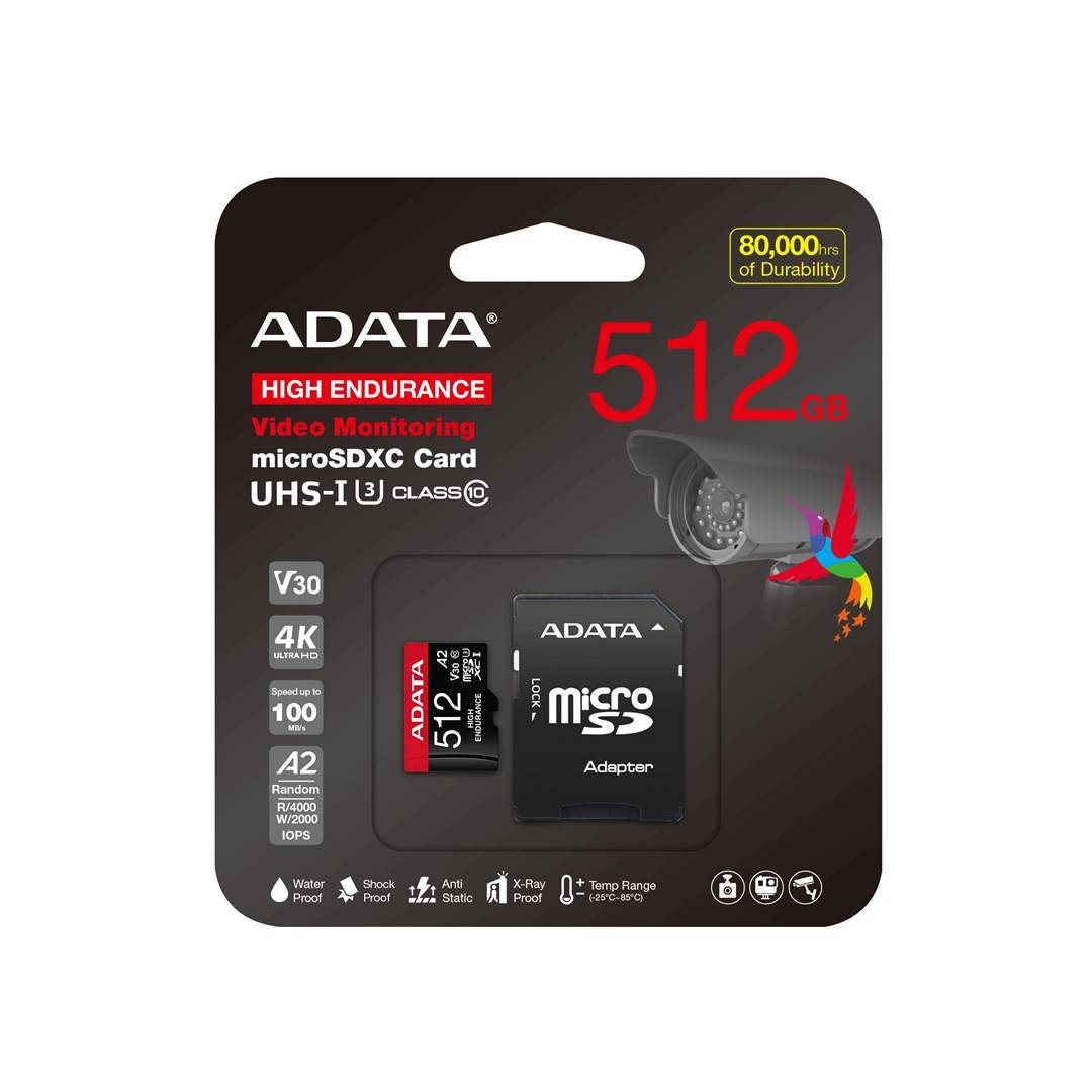 ADATA High Endurance 512 GB MicroSDXC Klasse 10 UHS-I 100 MB/s 85 Class V30 A2-4