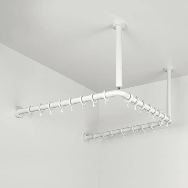 pba 01 Duschvorhangstange, U 1000x1000mm U- Form mit 2 DA 440mm aus Nylon-0