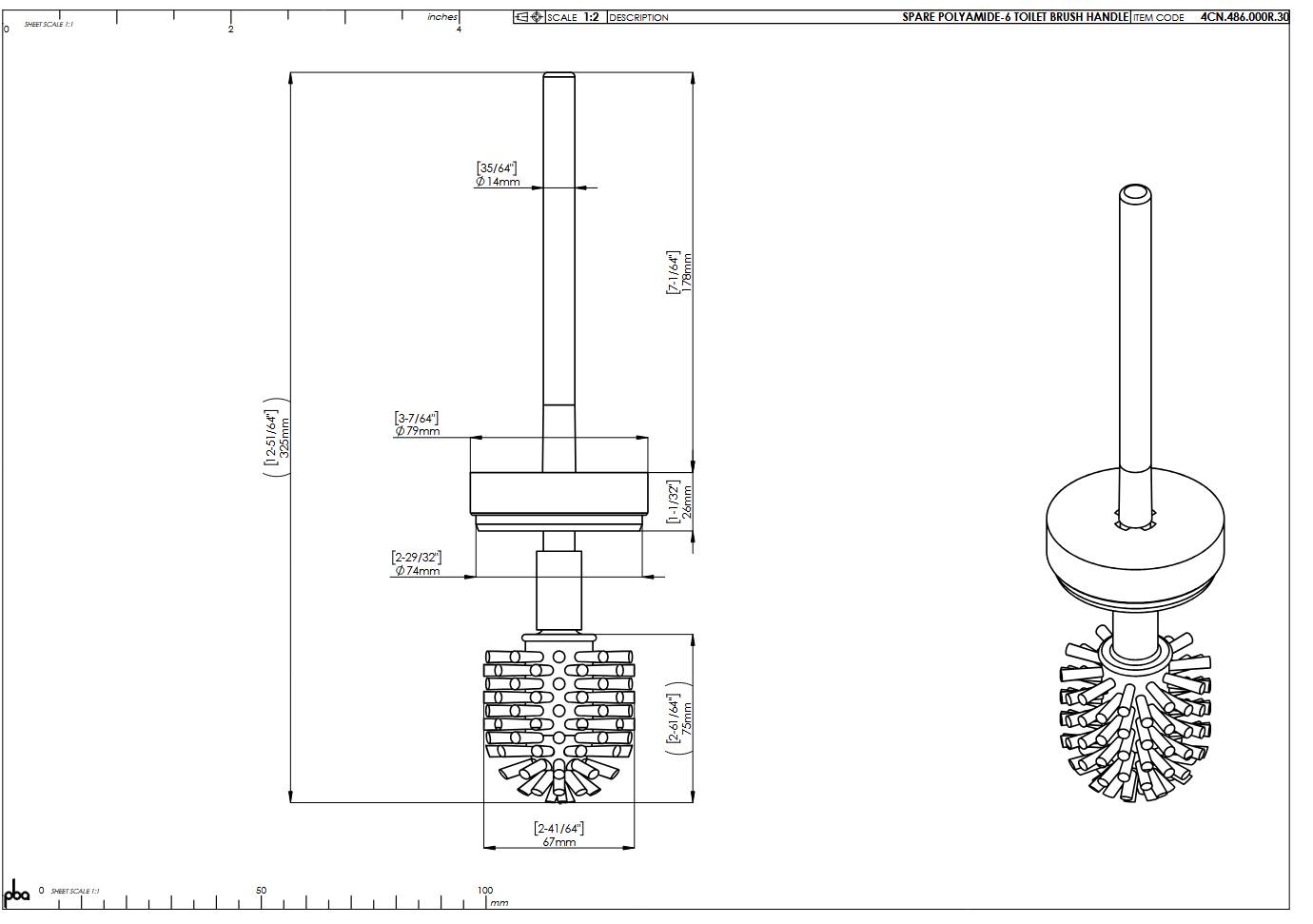 pba 01 WC-Bürste für Art 4CN.486.0000, aus Nylon, 330mm-1