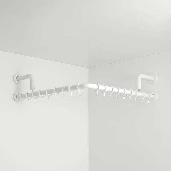 pba 01 Duschstange, L-Form mit Wand- Stützen aus Nylon, 800x800mm-0