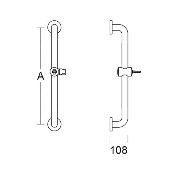 pba 01 Brausehalterstange AP 570mm, aus Nylon, mit Brausehalter-1