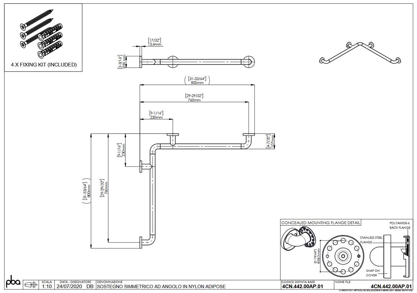 pba 01 Duschhandlauf AP, 760x760mm, aus Nylon-2