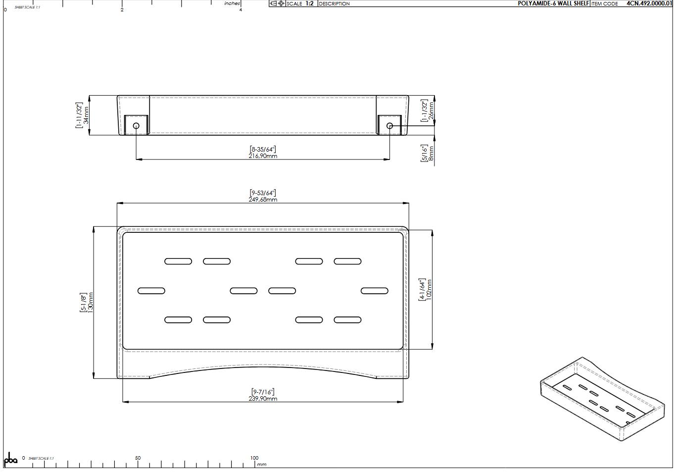 pba 01 Ablageschale zur Wandmontage, abnehmbar, aus Nylon, 250x130mm-1