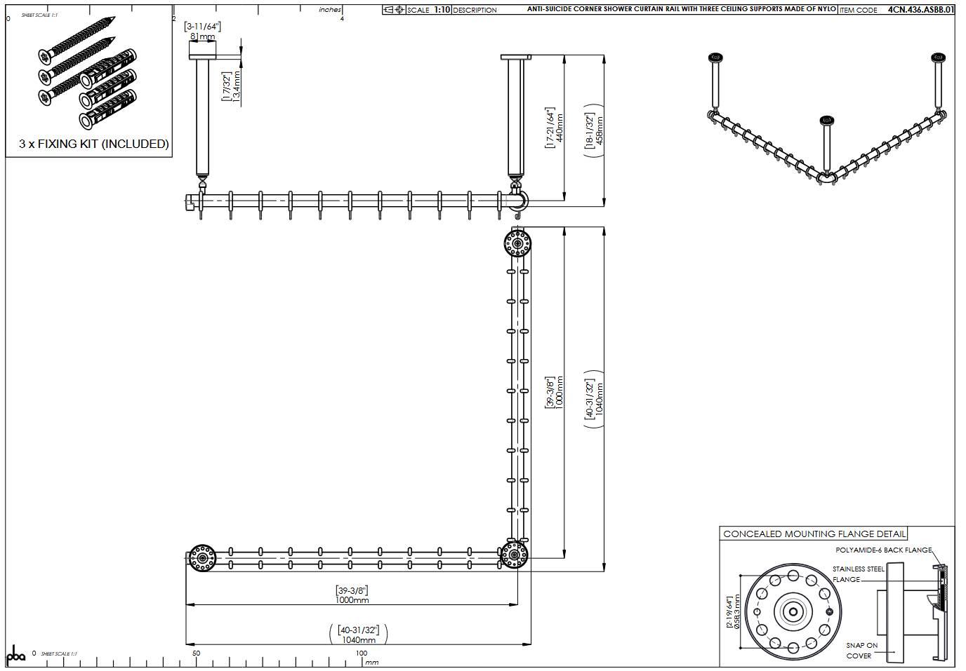 pba 01 Duschstange AS 1000X1000X440mm aus Nylon-0