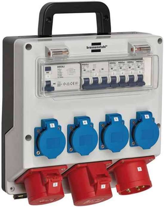 Kunststoffwandverteiler CEE-32A,5-polig 1xCEE 16 A,1xCEE 32A,4x230V BRENNENSTUHL-0