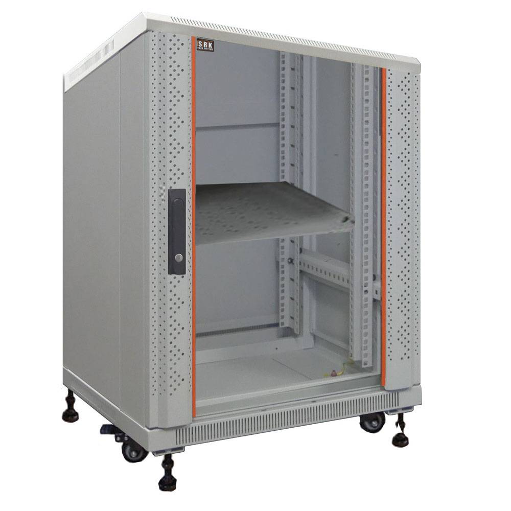 19 Zoll Netzwerkschrank Standschrank Komplettset 12 HE 600x800 Lüfter PDU Fachboden lichtgrau-0