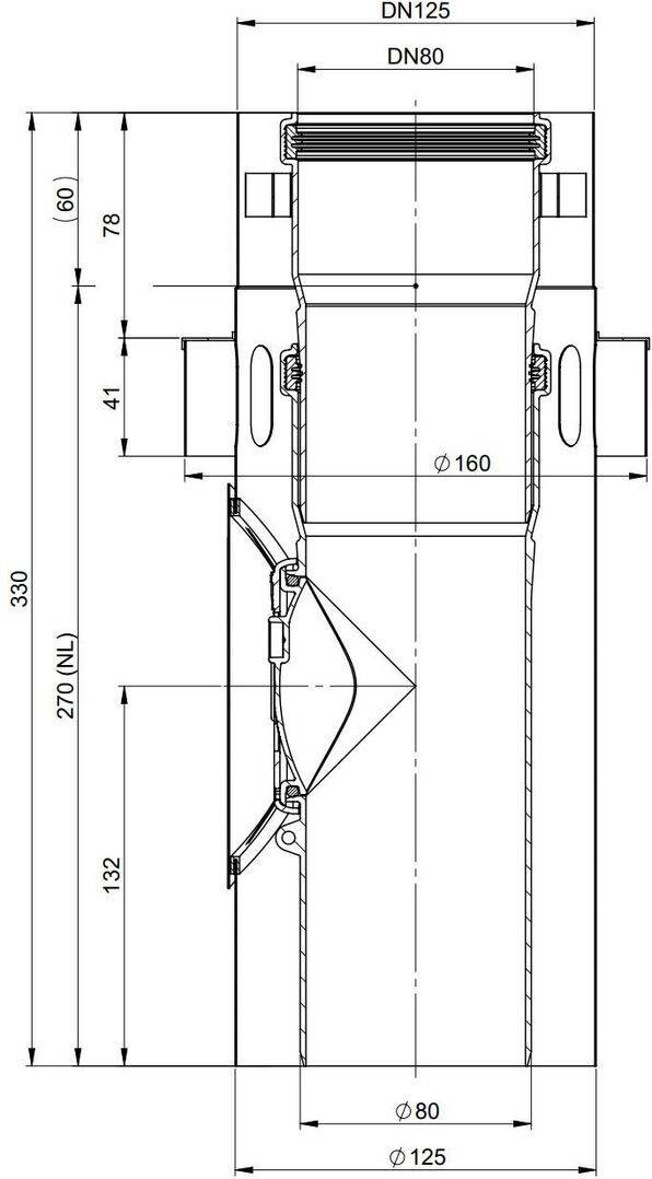 Atec Kontrollrohr WhitePoly m Zuluftans. ES we DN80/125 Länge 275mm-1