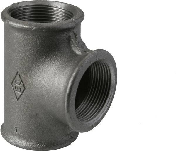 Atusa Temperguss T-Stück Nr. 130, schwarz, 1 1/4