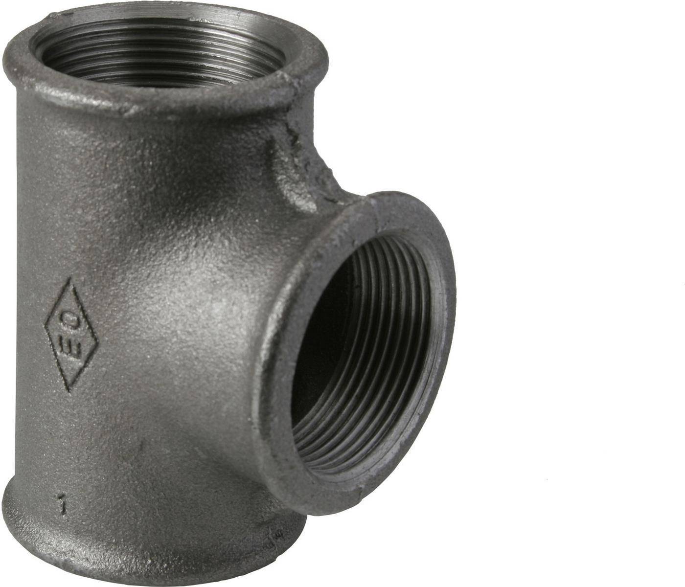 Atusa Temperguss T-Stück Nr. 130, schwarz, 1 1/4-0