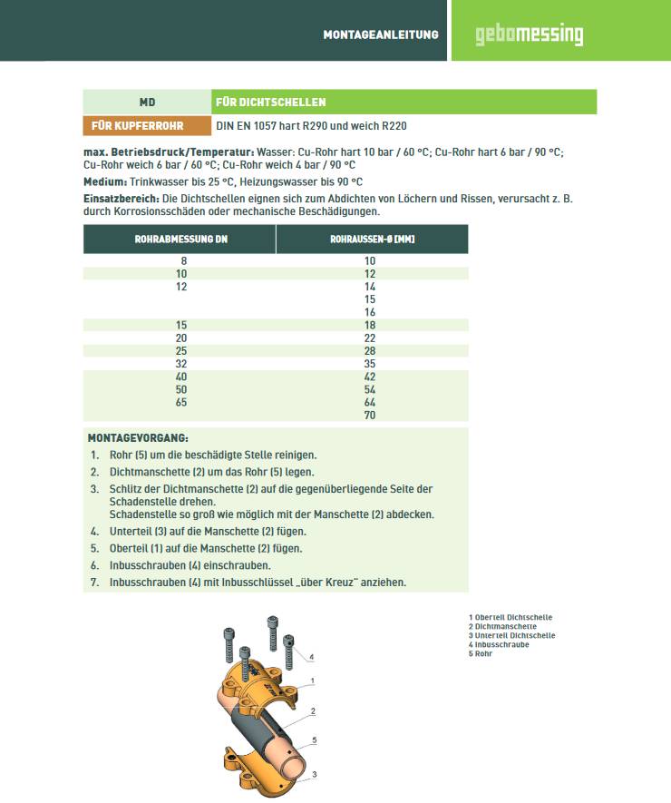 Gebo Messing-Dichtschelle, Typ MD DIN EN 1057, 15 mm-1