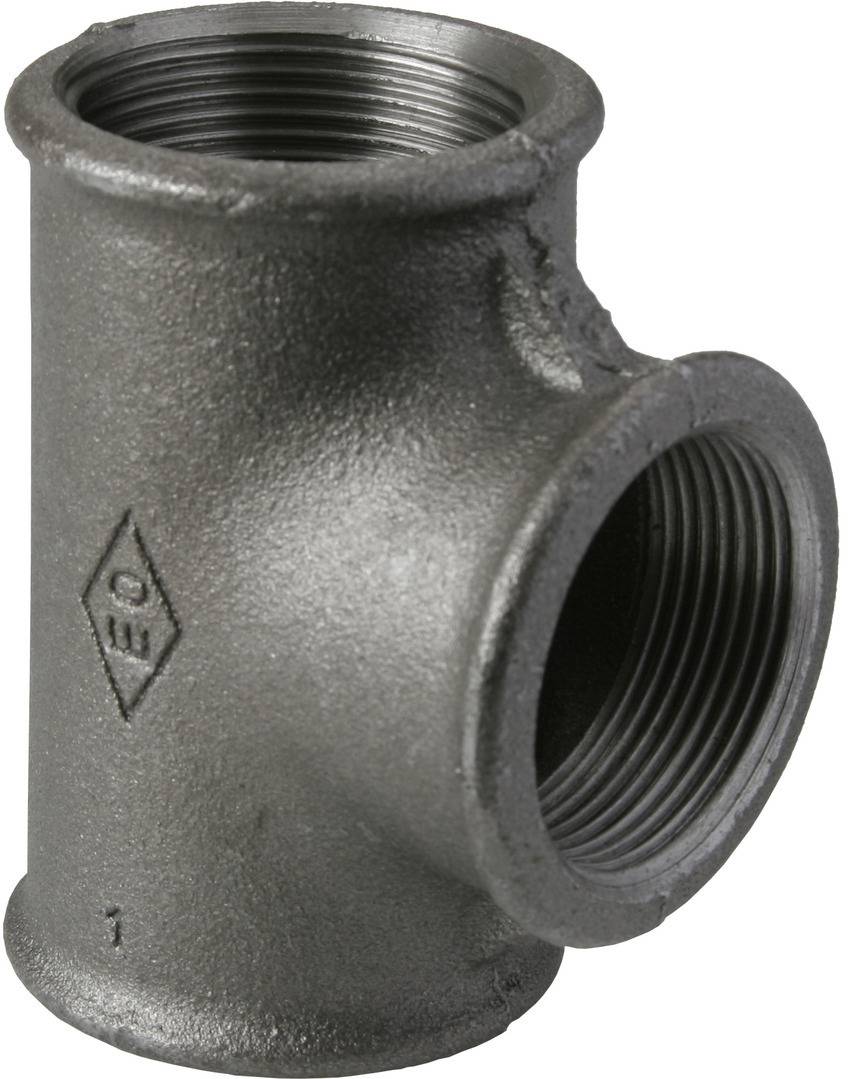 Temperguss T-Stück Nr. 130 schwarz 1"-0