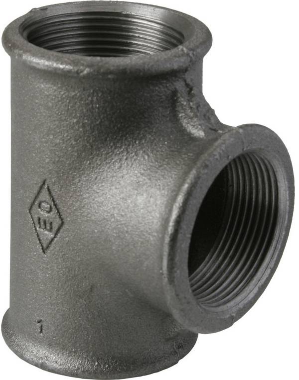 Temperguss T-Stück Nr. 130 schwarz 1"