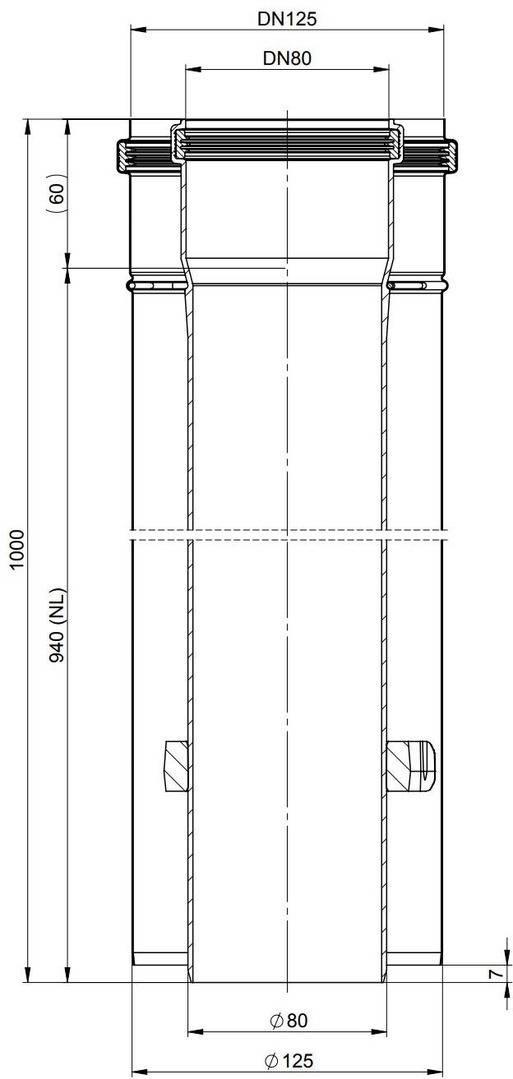 Atec Rohr PolyClassic kürzbar, konzentrisch,, DN 80/125, 955 mm-1