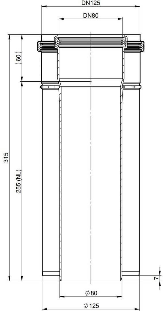 Atec Rohr PolyClassic kürzbar, konzentrisch,, DN 80/125, 255 mm-1