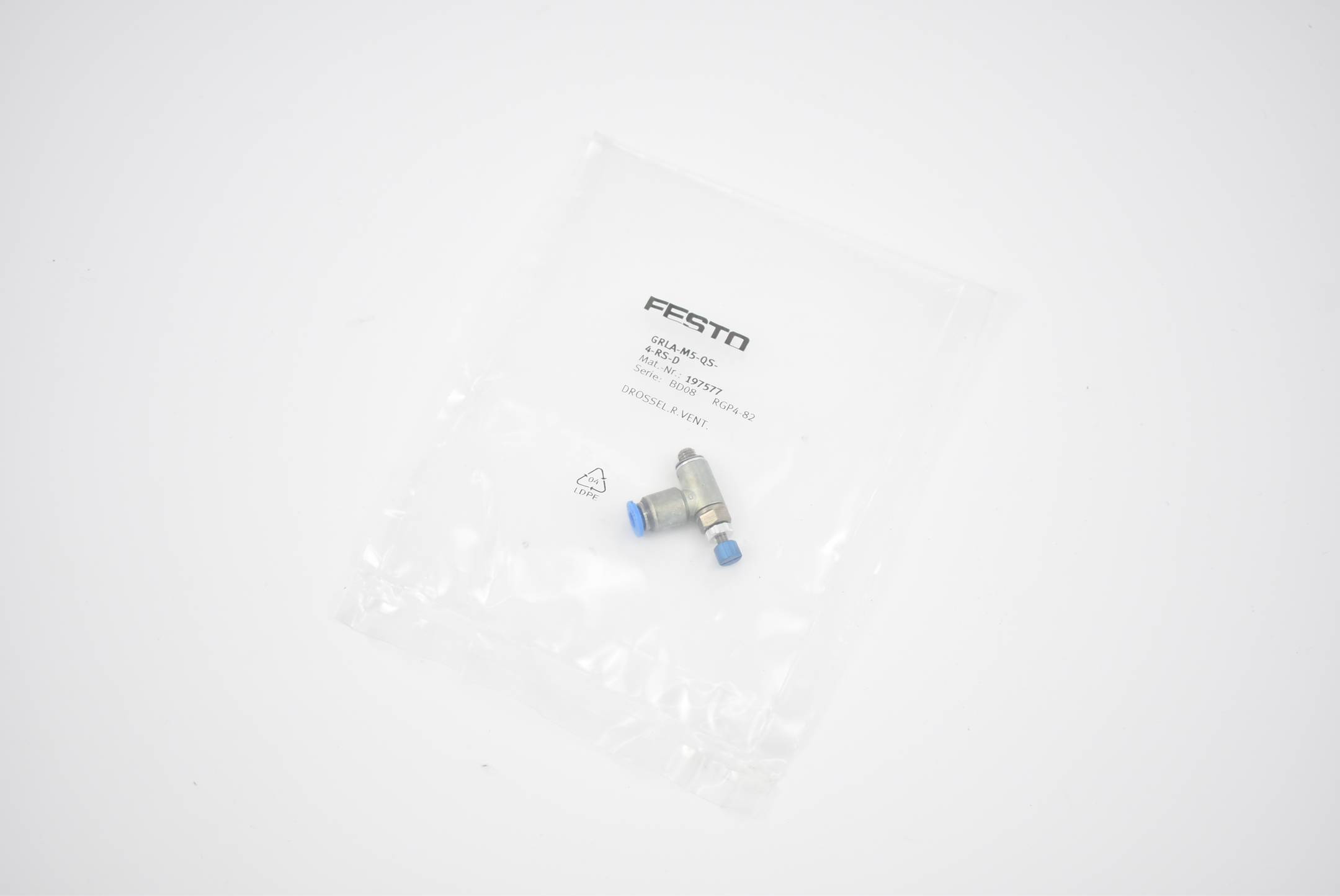 FESTO GRLA-M5-QS-4-RS-D One-way flow control, P/n: 197577-0