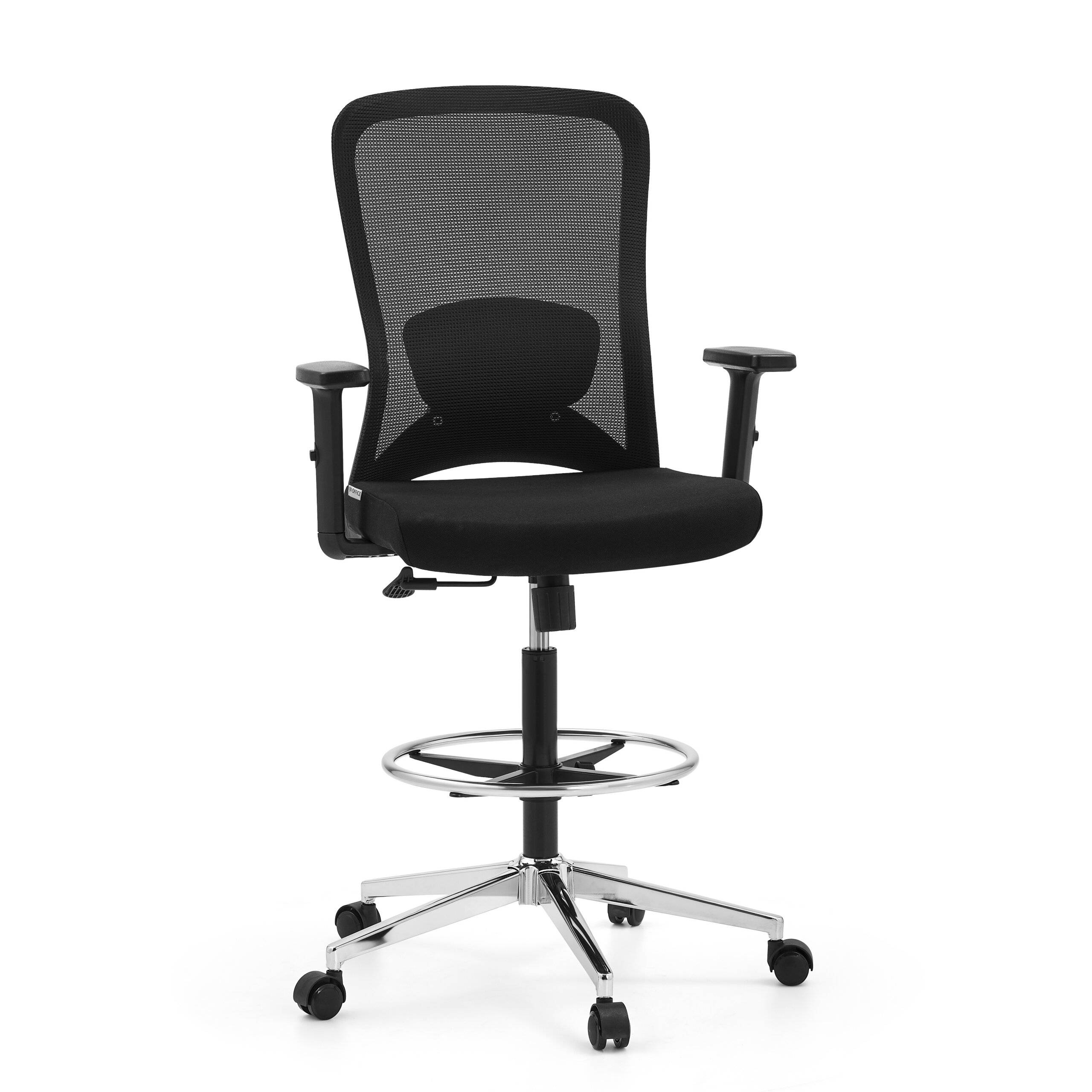 Arbeitsstuhl Counterstuhl TOP WORK 44 Sitz Stoff Rücken Netz schwarz hjh OFFICE-0
