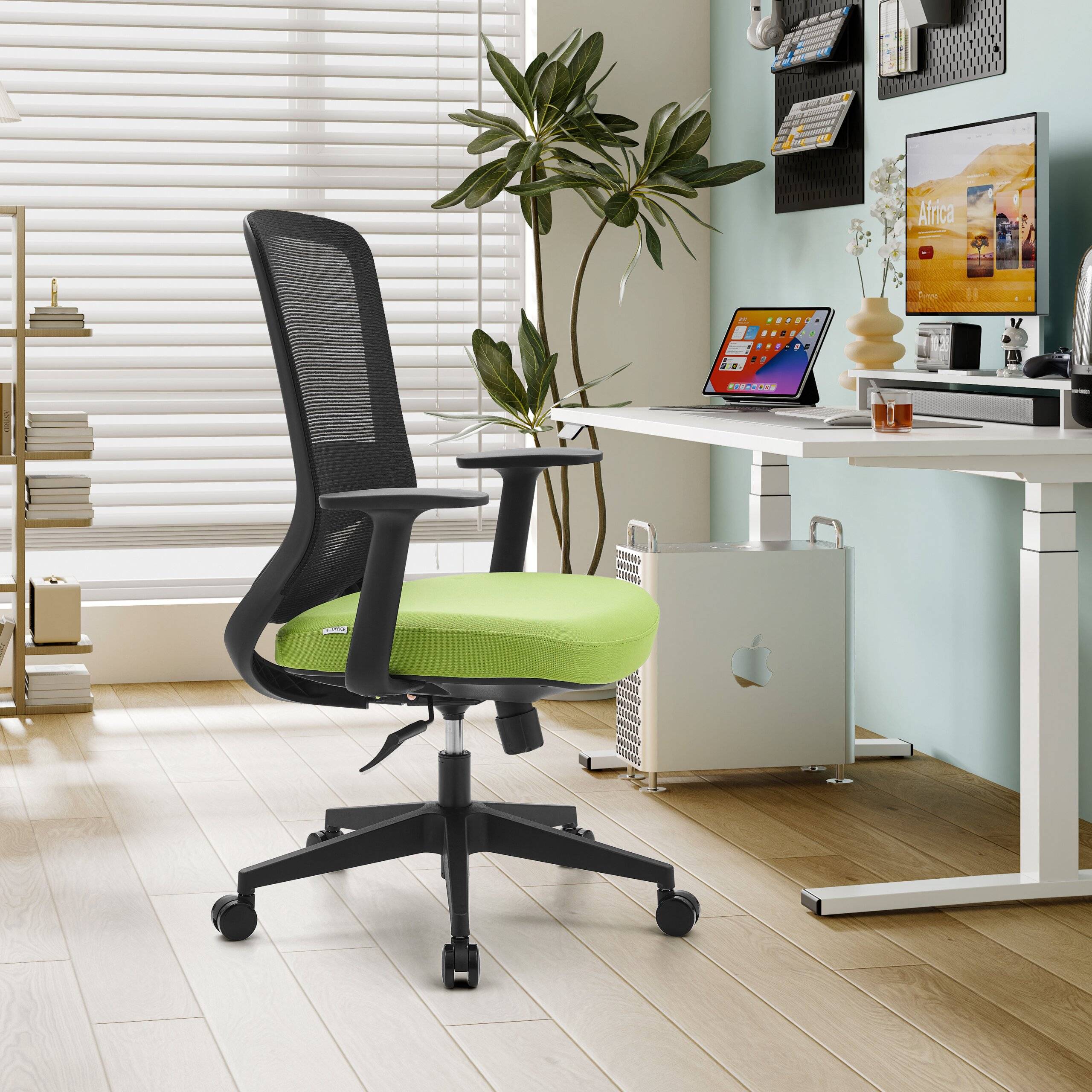 Bürostuhl Drehstuhl SEDITO Sitz Stoff Rücken Netzstoff schwarz grün hjh OFFICE-4