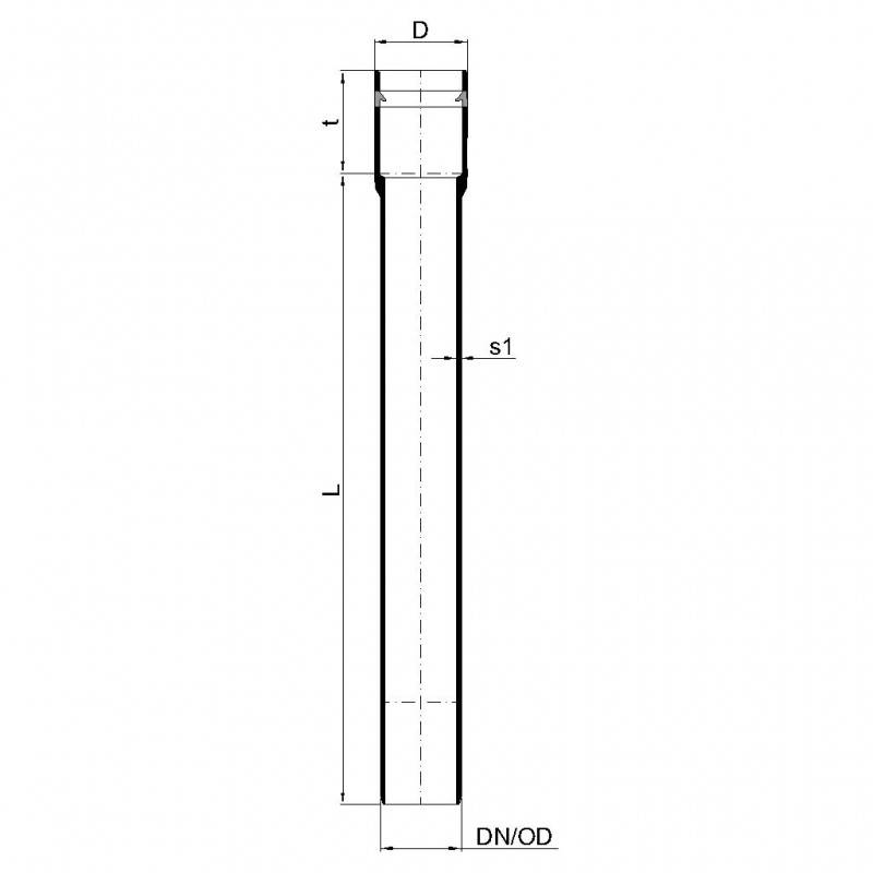 POLOPLAST POLO-KAL XS, Steckmuffenrohr, DN 32, Stange mit 250mm, 1 Stk.-1