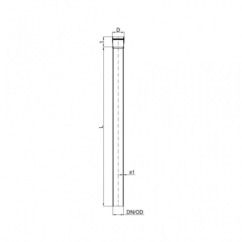POLOPLAST Rohr, POLO-KAL XS, DN50, 50x750mm, PP-MD, blau, Stange mit 750mm, 1 Stk.-1