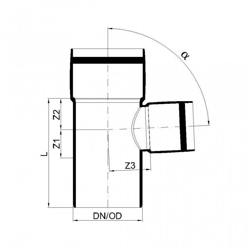 POLOPLAST POLO-KAL XS, Abzweig, DN 75/50, 87°, 1 Stk.-1