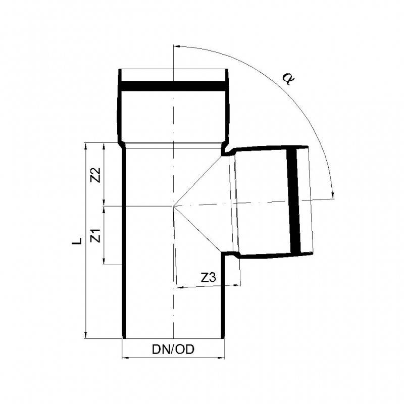 POLOPLAST POLO-KAL XS, Abzweig, DN 75/75/87, 1 Stk.-1