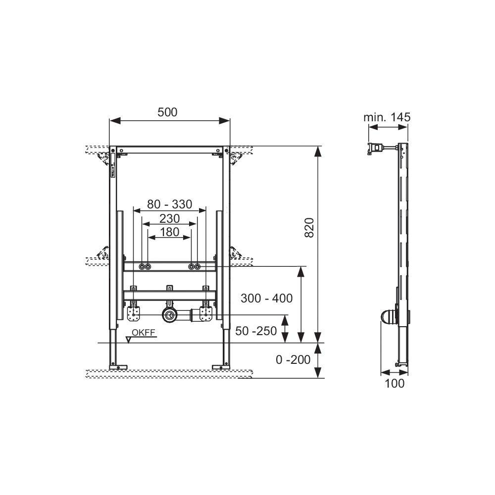 Tece profil Bidetmodul Bauhöhe 820mm für wandhängendes Bidet-2