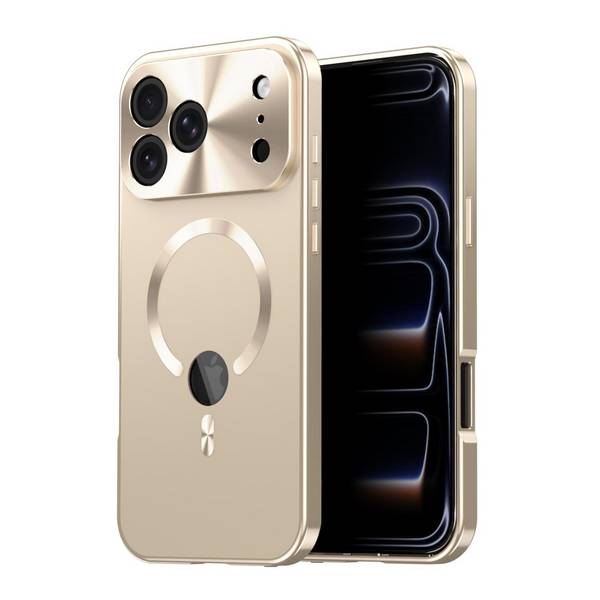 Für Apple iPhone 17 Pro Max Magnetische Full Cover MagSafe Handyhülle Metallrahmen Gold